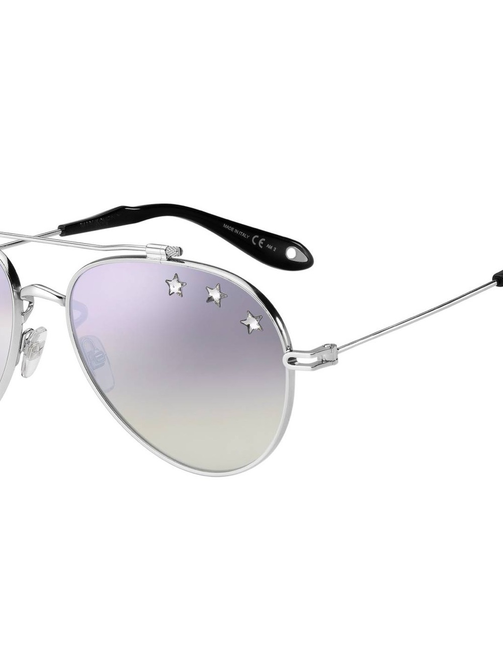 Silver Aviator Sunglasses with Lavender Gradient Lenses